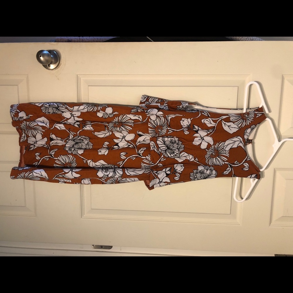 Orange Ruffle Floral Dress